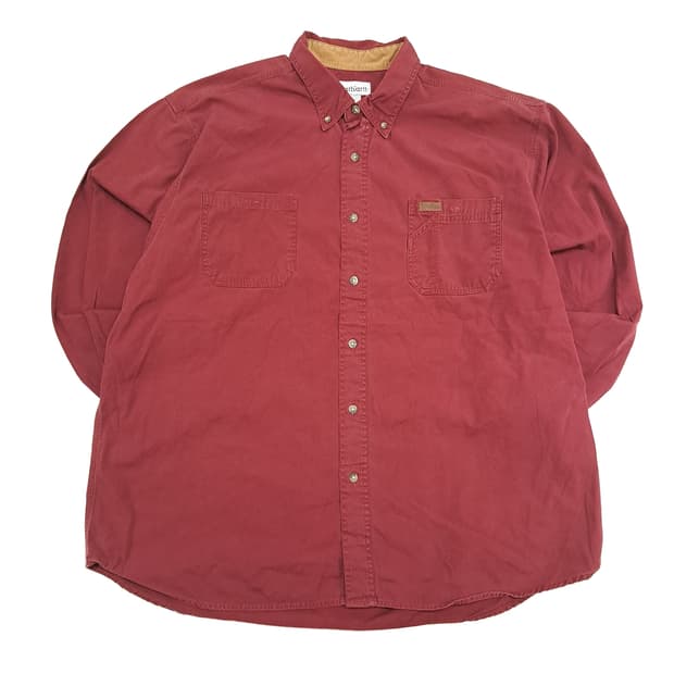 CN671 2XL 칼하트 버건디와인 긴팔 워크 셔츠 남방