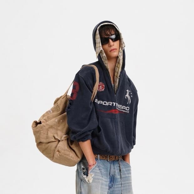 (새상품)메종프린스 MASONPRINCE 빈티지 빅포니 후드집업