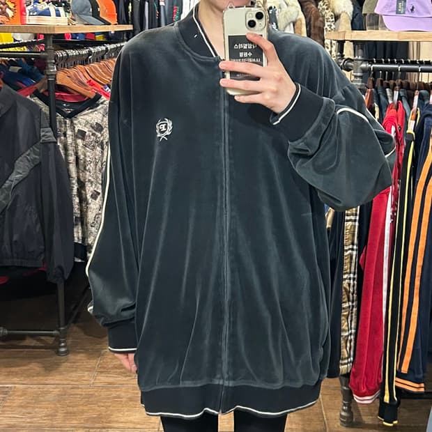 [HI] 팻 팜 벨벳 집업 차콜 