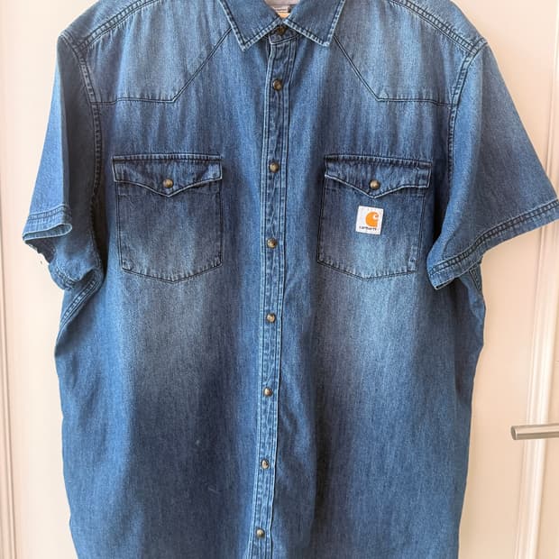 칼하트(carhartt) 워싱 데님 반팔 워크셔츠