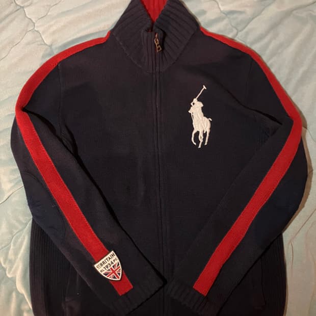 폴로 빅포니 브리튼 투웨이 니트집업m 네이비