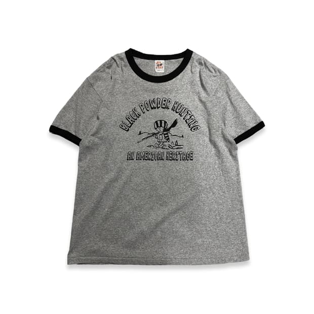 CROSS&STITCH 멜란지컬러 프론트 프린팅 코튼 링거 반팔