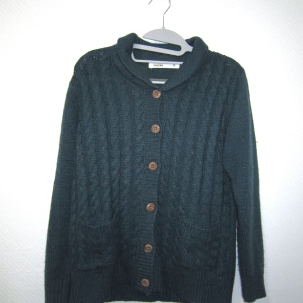 vinatge blue green knit cardigan
