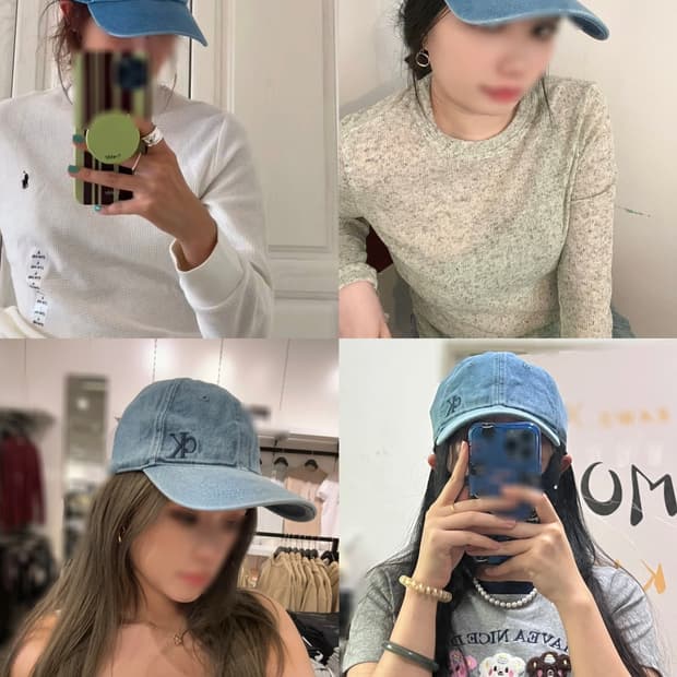 데님블루 CK 캘빈클라인 워싱 데님 볼캡 모자