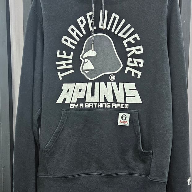 AAPE 에이프 유니버스 기모 후드티 블랙 S