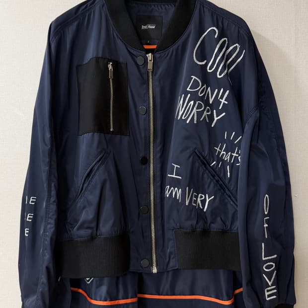 한섬 세컨플로어 봄버 블루종 항공점퍼 자켓 55-66  정가 40만원대