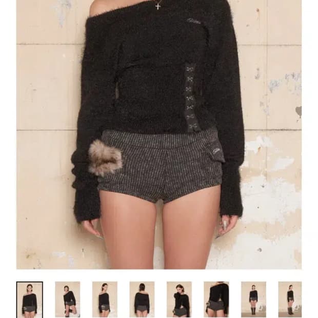 새상품)힐다 플러피 코르셋 원숄더 니트