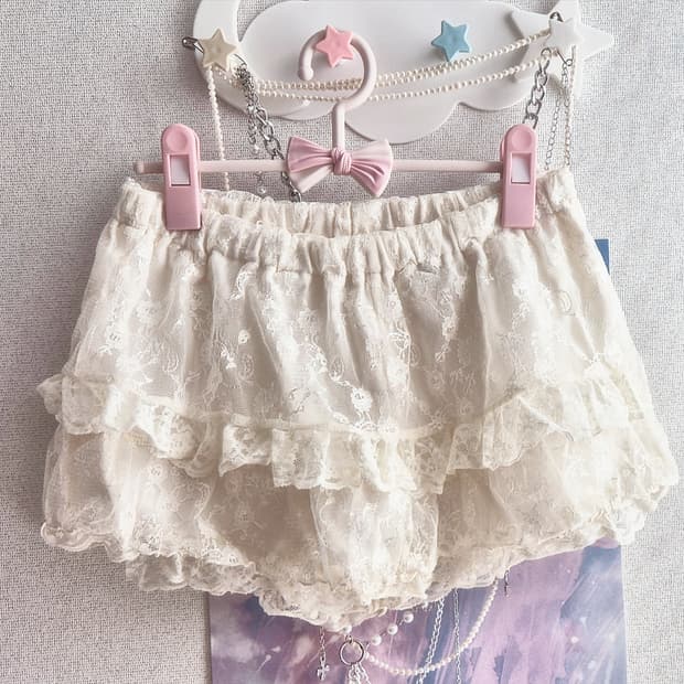 히메갸루 레이스 프릴 큐롯 갸루 빈티지 리즈리사 깔