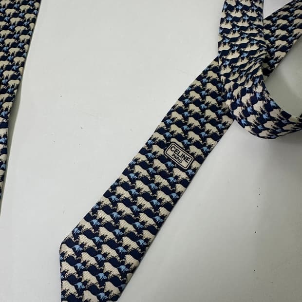 OS 셀린느 북극곰프린팅 실크100% 넥타이