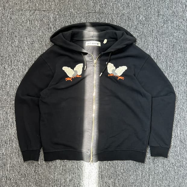 오프화이트 이글 자수 투웨이 후드 집업