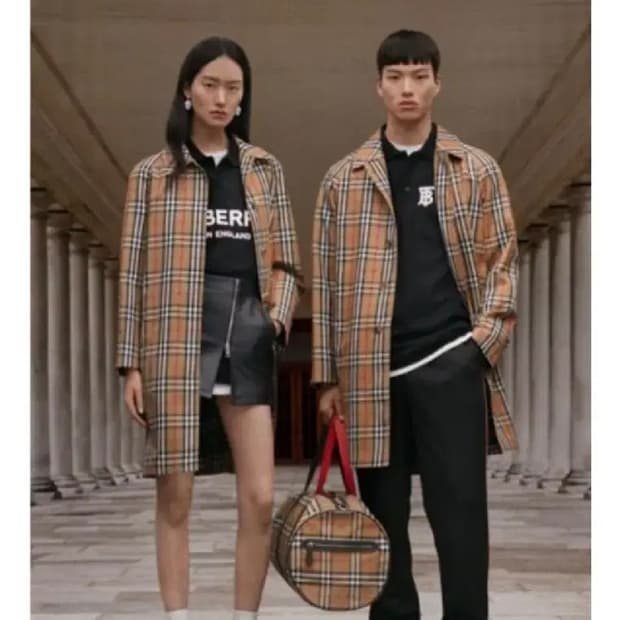 버버리 체크 트렌치 카 코트