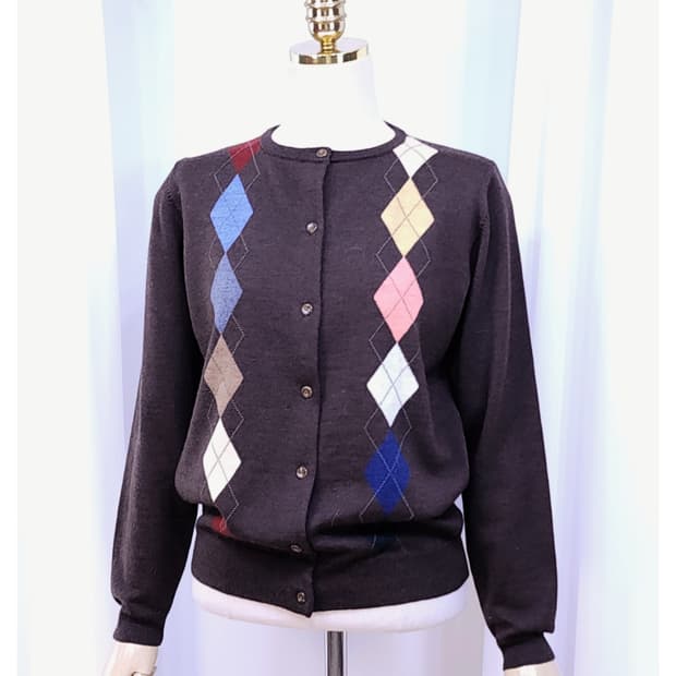 크로커다일 아가일가디건 울가디건