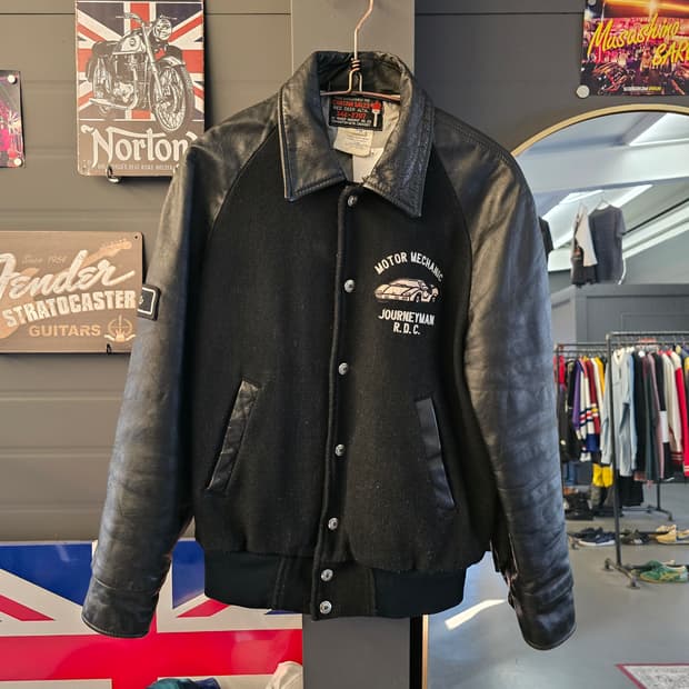 모터메카닉 레더 자켓 바시티 블랙 90s 빈티지