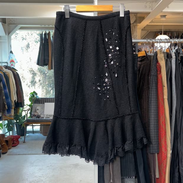 빈티지 울 비즈 스커트