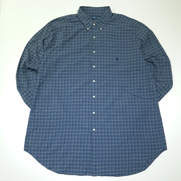 CK048 2XLT 폴로 00s 네이비 스몰 타탄체크 셔츠 남방