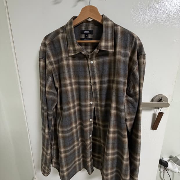 무신사스탠다드 플란넬 체크셔츠 그레이/브라운