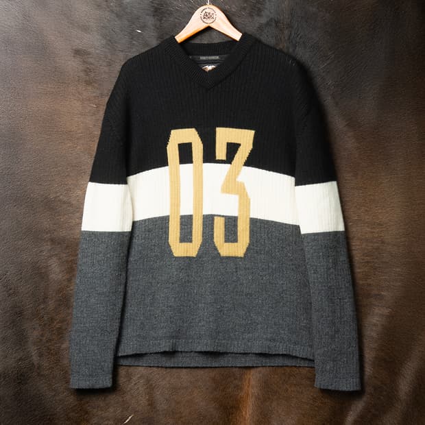 [XXL] 90s~ 할리데이비슨 재팬 메이드 브이넥 울 니트 