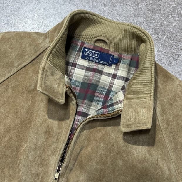 (L)90s 폴로랄프로렌 스웨이드 헤링턴 바라쿠다 자켓