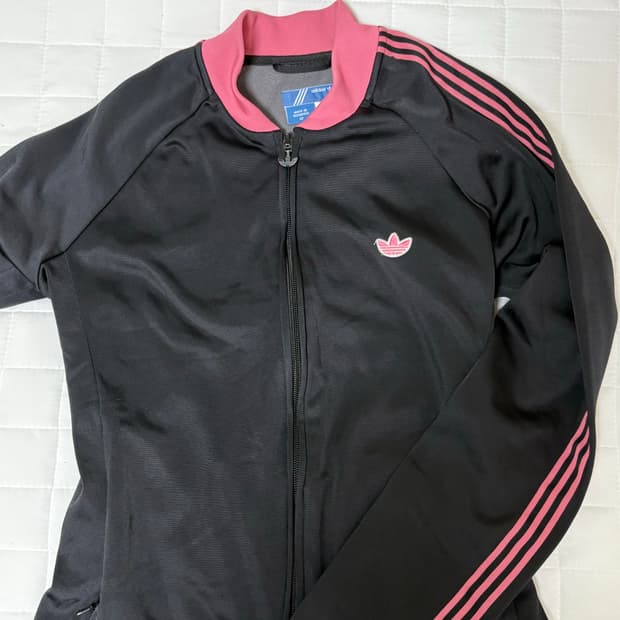 걸스 아디다스 검정 핑크 져지
