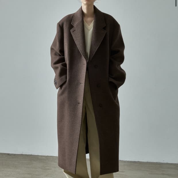 파사드패턴 캐시미어 싱글 코트_melange brown S 새상품