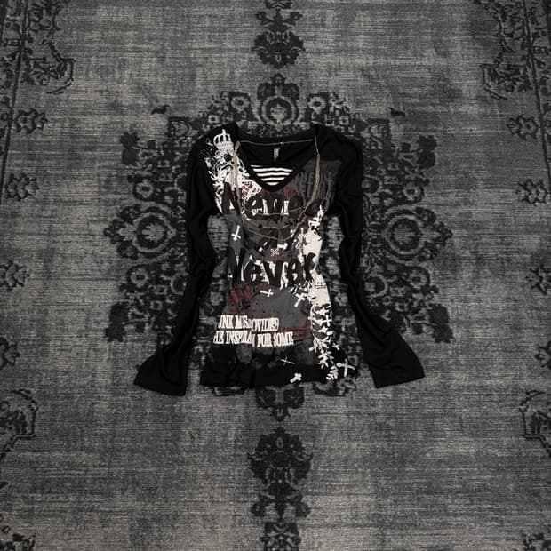 Japanese necklace layered punk cut sew