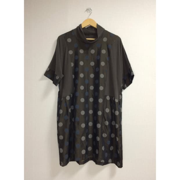 빈티지 하이넥 도트 땡땡이 반팔 원피스