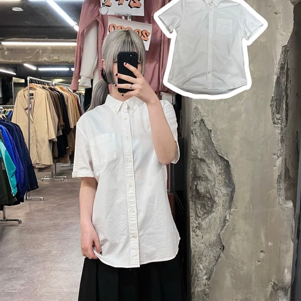 갭 코튼 카라 반팔 셔츠 화이트 M  #csz3368