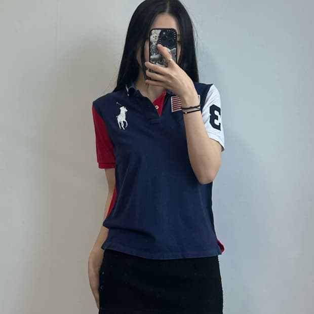 폴로 랄프로렌 빅포니 성조기 피케 반팔 카라 티셔츠