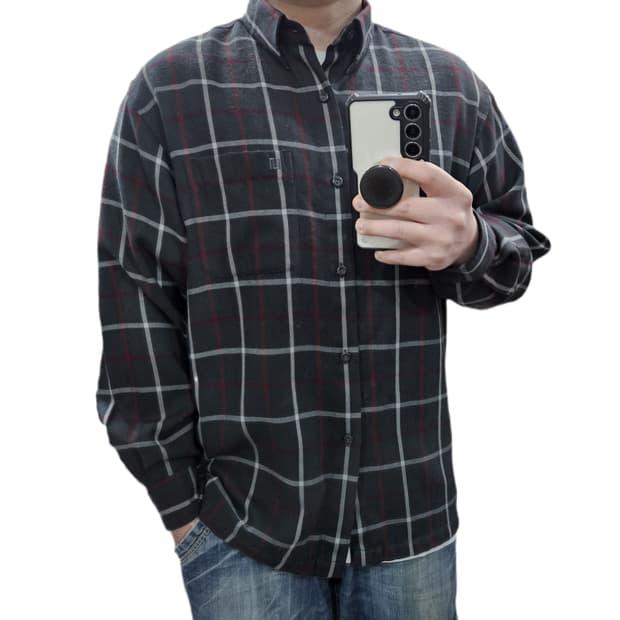 100 마에스트로 블랙 체크셔츠 (사진참고)