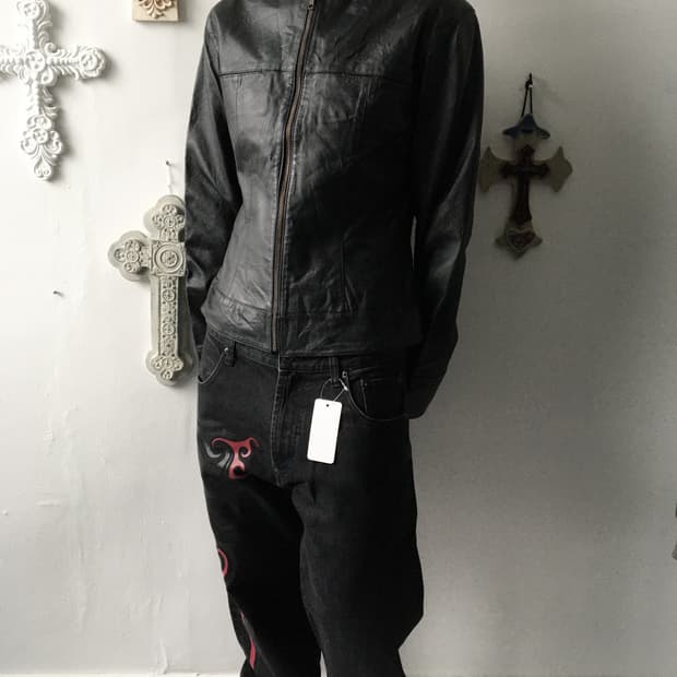 High neck leather jacket