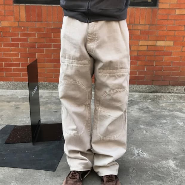 사이드 지퍼 가먼트 다잉 카고 팬츠(라이트 베이지)