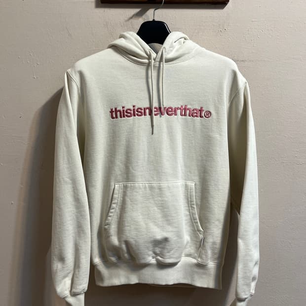 디스이즈네버댓 핑크 로고 화이트 후드티 (338)