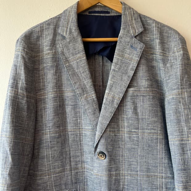 일코르소 마에스트로 남성 블루네이비 체크자켓 싱글자켓