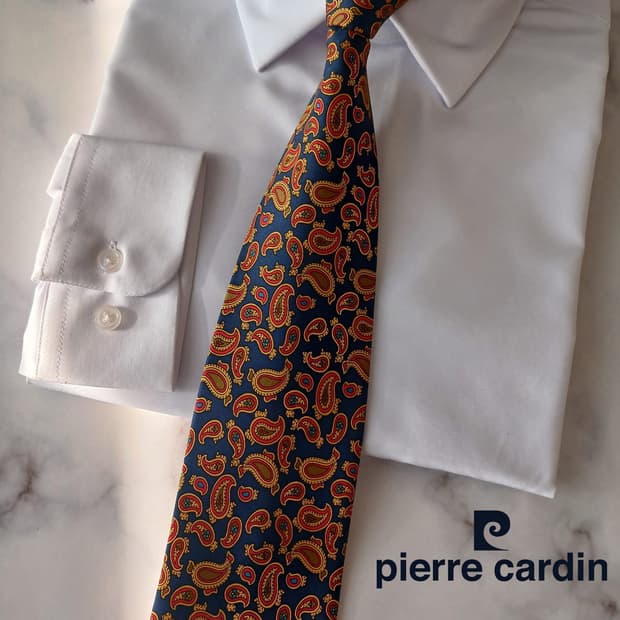 피에르가르뎅 실크 네이비 페이즐리 넥타이 9.3cm A+등급 A18991