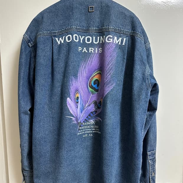 [48]우영미 데님 깃털 백로고 셔츠 블루