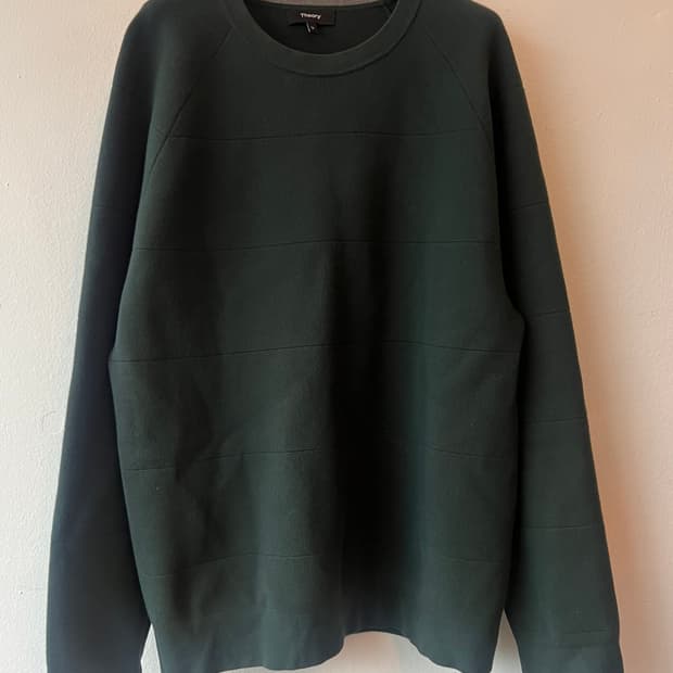 띠어리 남성 카키 라운드니트