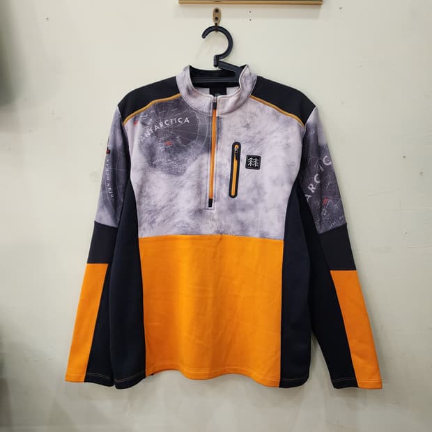 [105] 코오롱스포츠 컬러블럭 플리스 하프집업 (네이비/오렌지)