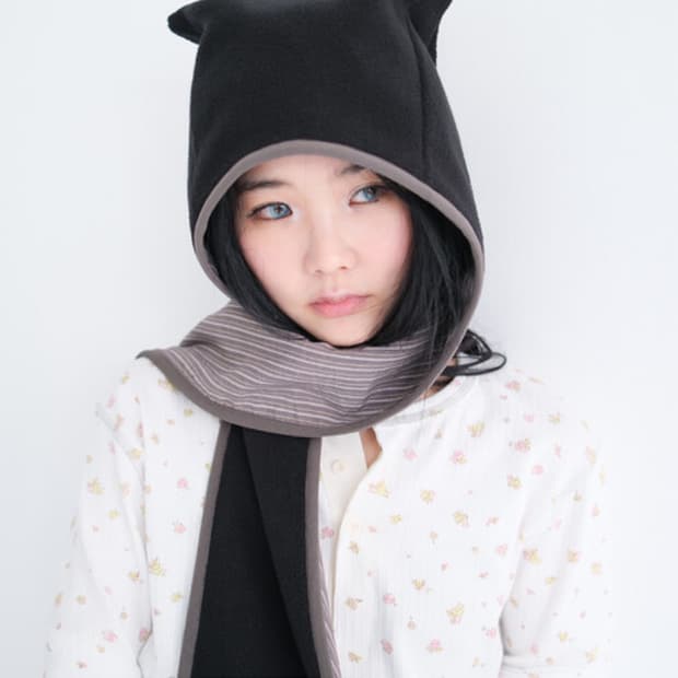 샵페어리 플리스 이어 후드 머플러 고양이 모자 바라클라바