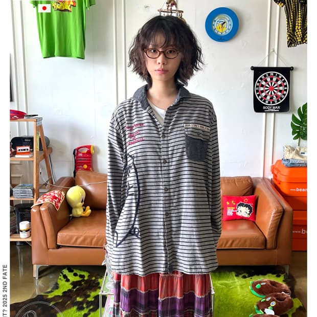 DRUG STORE Japan Over-Sized Stripe Shirt