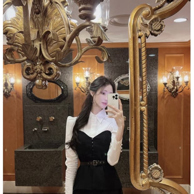 라벨르블랑 셔츠+뷔스티에+스커트 세트