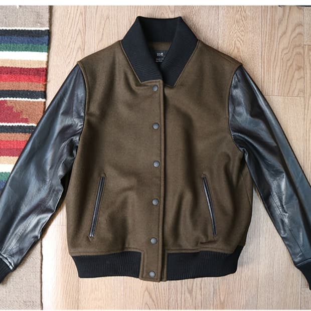 일본판 23KU 울+가죽 바시티 자켓
우먼M