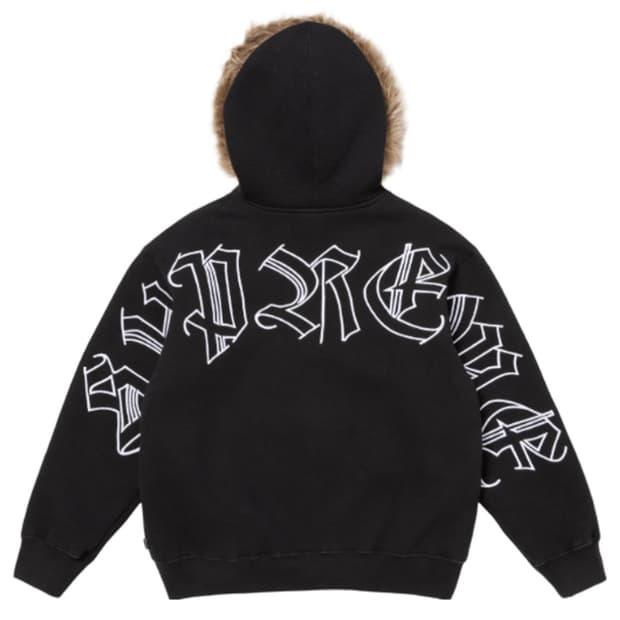 슈프림 포우 퍼 후드 스웨트셔츠 블랙 M 후드집업