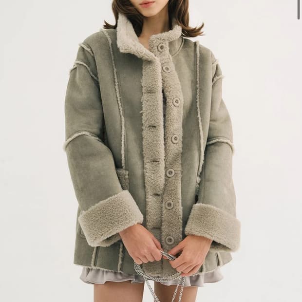 쓰리타임즈 angelic fur jacket 퍼자켓 무스탕 그레이