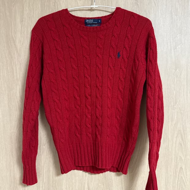 폴로 램스울 케이블 니트 s