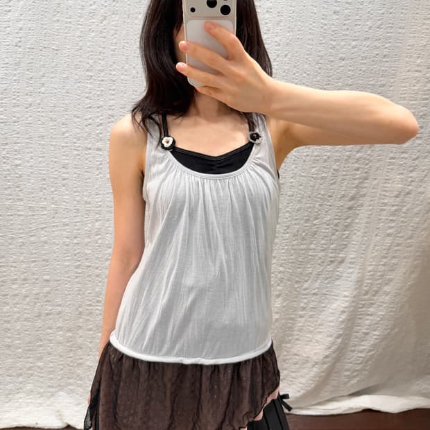 sheer frill sleeveless