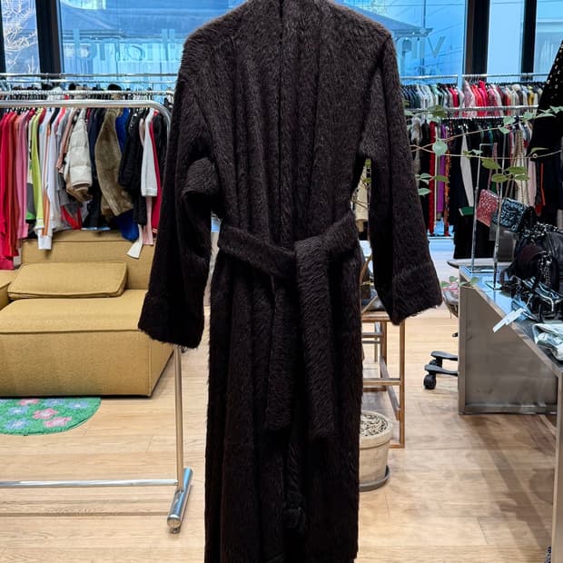 펜디 브라운 알파카울 롱 코트 