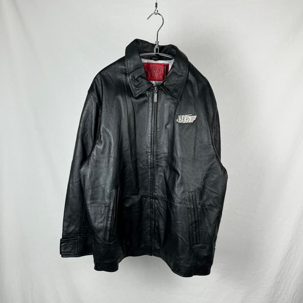 Vintage 브로치 레더 자켓