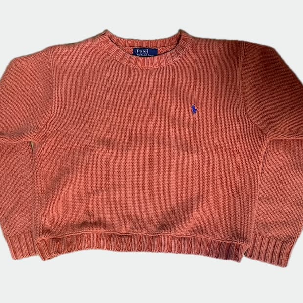 폴로 랄프로렌 코랄 코튼 니트 스웨터 오렌지 L