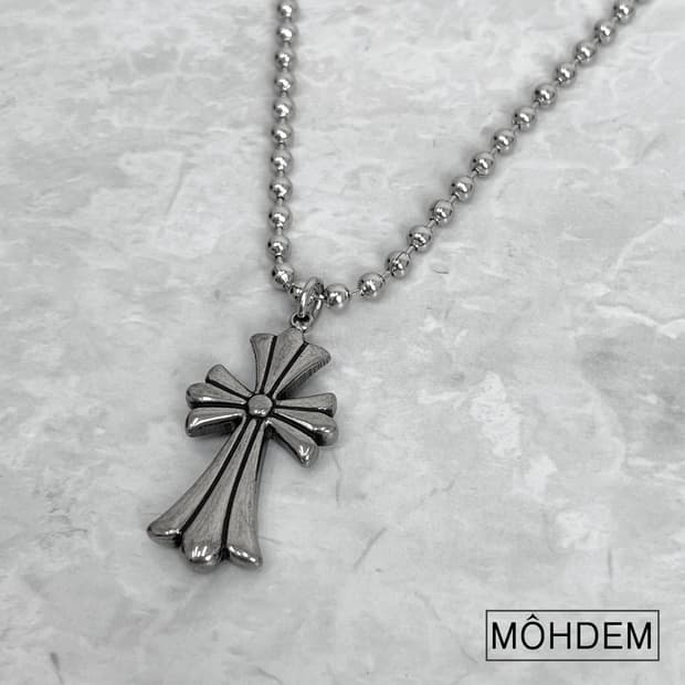 [Unisex] 크로스 크롬 체인 목걸이