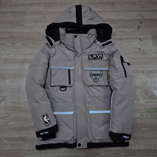 NBA 시카고 불스 사이드포켓 구스다운 후드 패딩 점퍼 L(100)